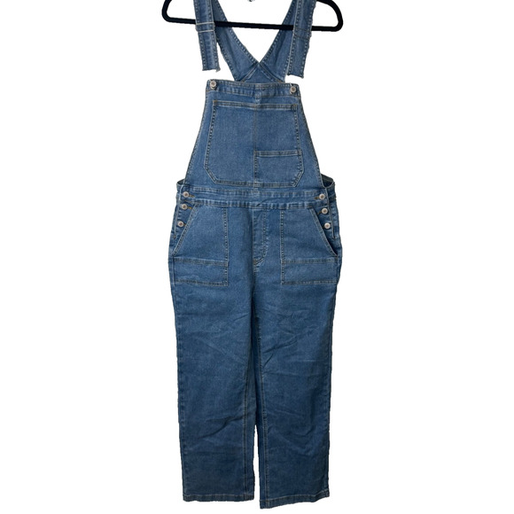 luvamia Pants - NEW Women's M Casual Stretch Adjustable Denim Bib Overalls Jeans Pants Button